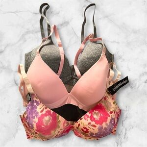 Catherine Malandrino Intimates 3piece Set - Pink, Gray, Floral Sz 34B nwt, 014
